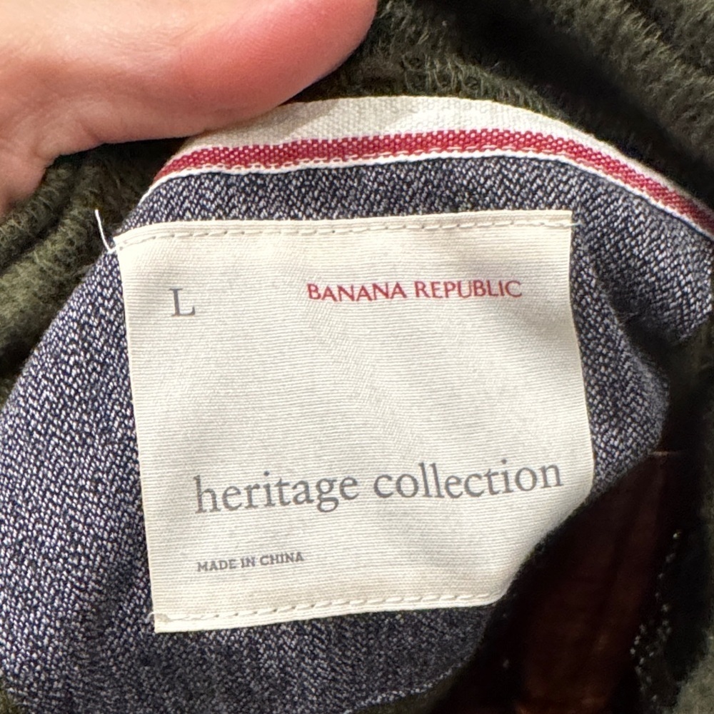 Banana Republic Green 1/4 Zip Up Heritage Collection Sweater Large - Picture 6 of 6